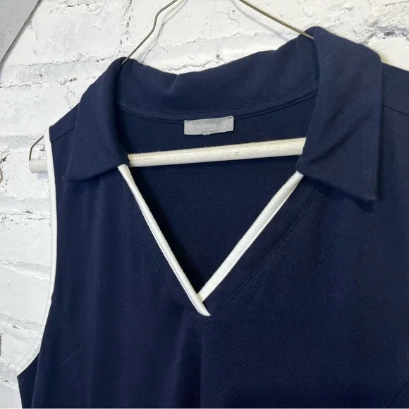 T by Talbots Navy Collared Dress UPF 50 Sun Protection Golf Tennis Size Large - Picture 3 of 8
